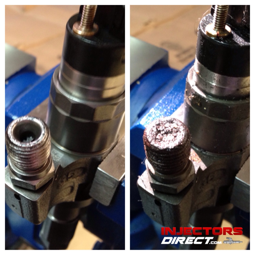 Extreme example of rust contamination in an LB7 injector's high pressure inlet